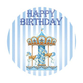 Lofaris Blue Merry Go Round Circle Happy Birthday Backdrop